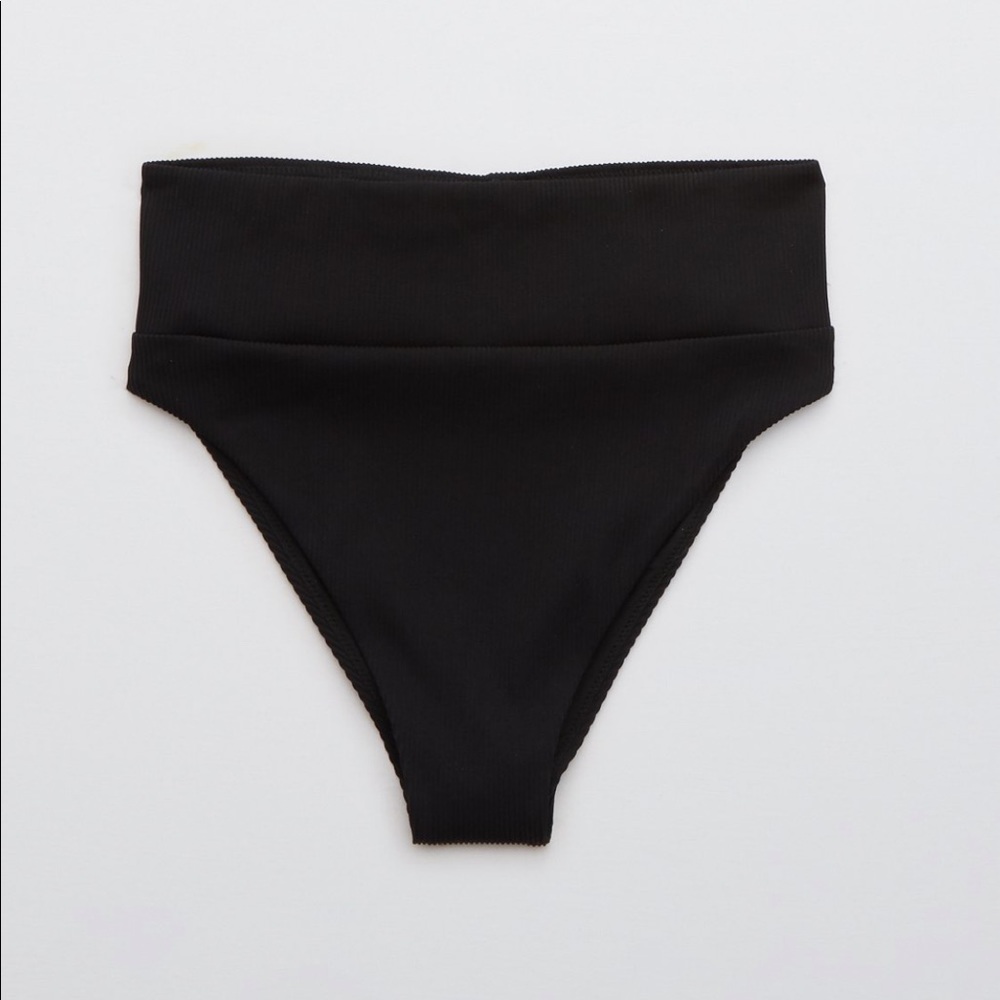 aerie ribbed high cut cheeky bikini bottoms
